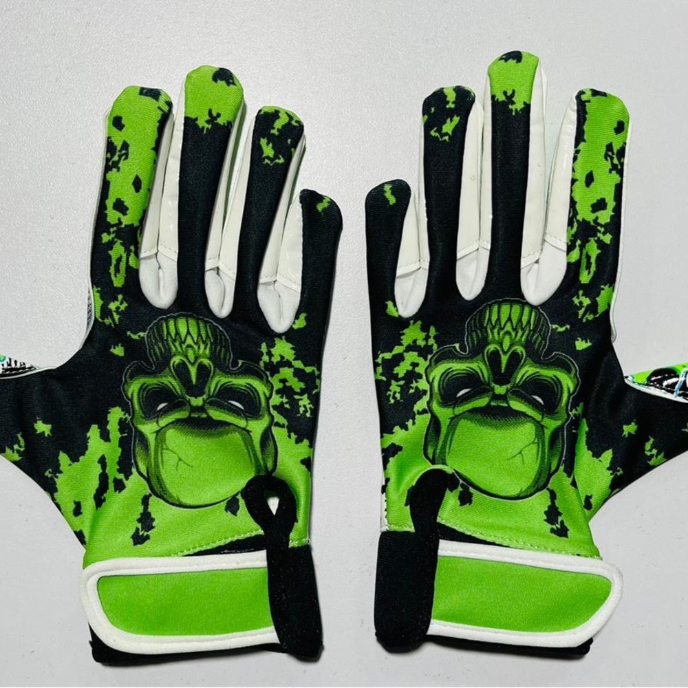 GREEN SKELETON ALWAYS OPEN WIDE RECEIVER GLOVES